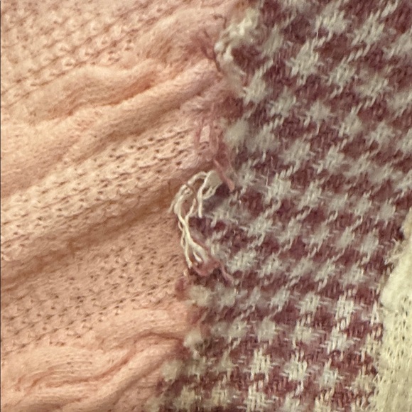 POL Cozy Dusty Pink & Cream Colorblock Cable & Houndstooth  Shacket-Sz L-NWOT - Picture 8 of 8